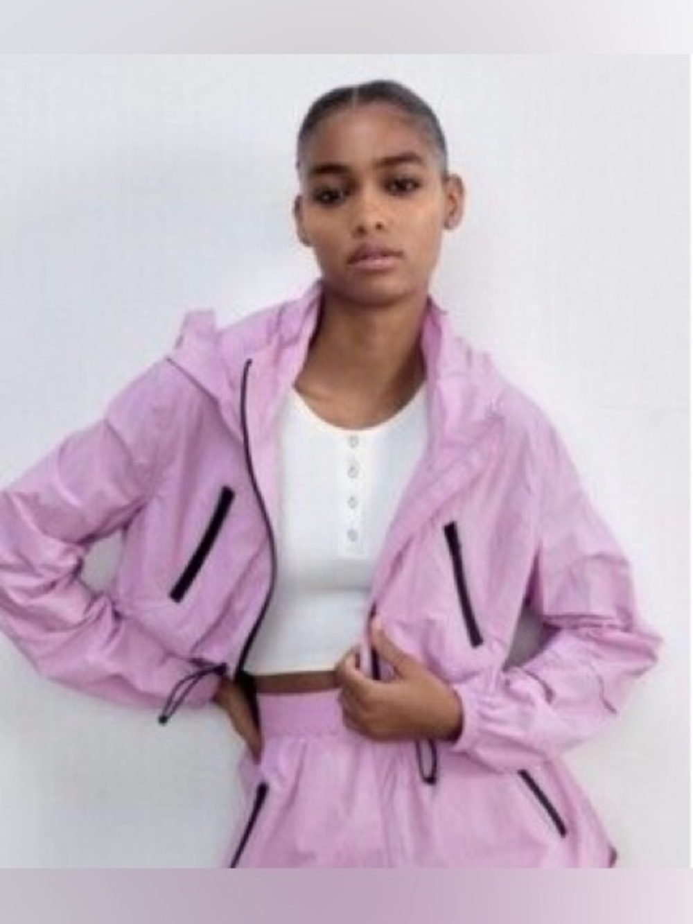 Zara Lavender Cropped Windbreaker Jacket.